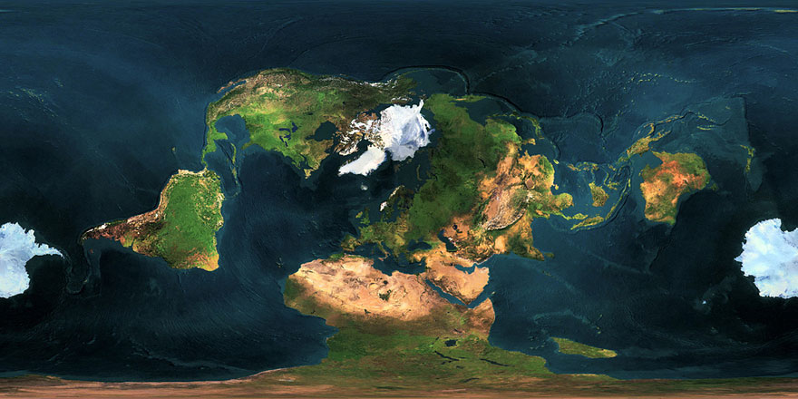 Map of the Earth With Mercator Projection Using a Different Centerpoint